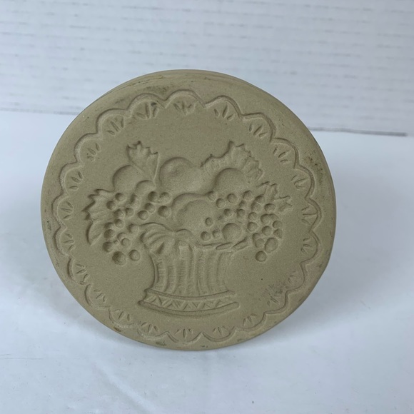 Vtg 90s Brown Bag Cookie Art Stamp Press Fruit Basket Retired With Handle KT118 - Picture 4 of 5